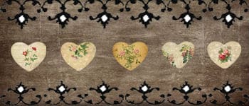 five vintage romance hearts