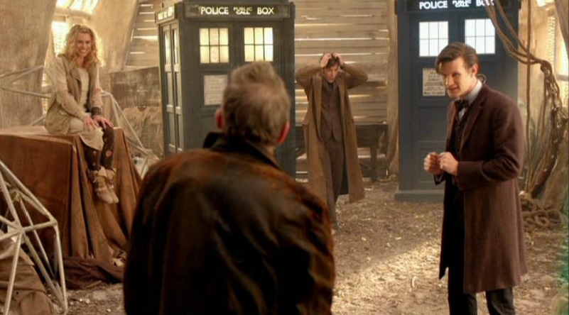 The Doctors change their mind and "Bad Wolf" smiles. Photo: BBC