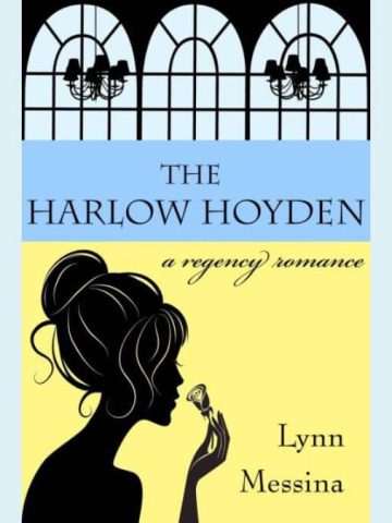 The Harlow Hoyden book cover for review. It shows a side profile of a young woman from the Regency Era.