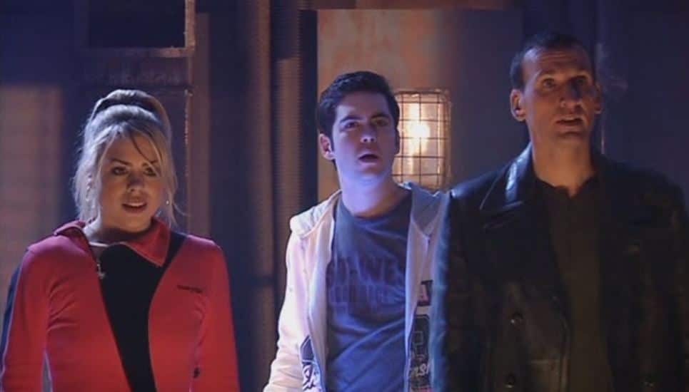The Doctor, Rose, and Adam in "The Long Game." Photo: BBC