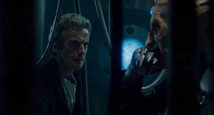 Davros and the Doctor talk.