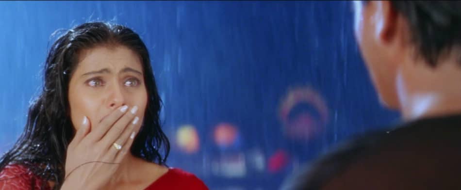 In turn, Anjali's eyes answer as they fill with tears in pain and horror at her feelings for him.