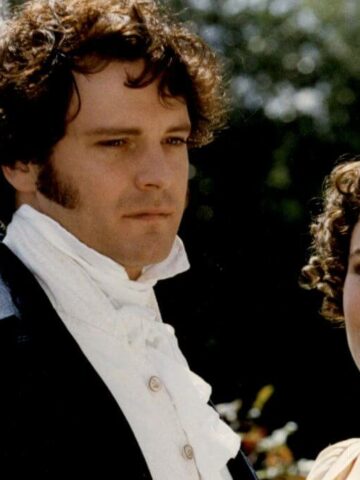 Colin Firth Movies featured image with a publicity shot of Mr. Darcy and Elizabeth in Pride and Prejudice.