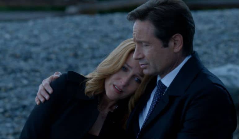 scully and mulder hug on log the x files
