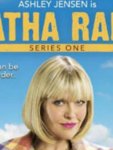 agatha raisin tv poster cropped showing Agatha smiling with her short blond bob