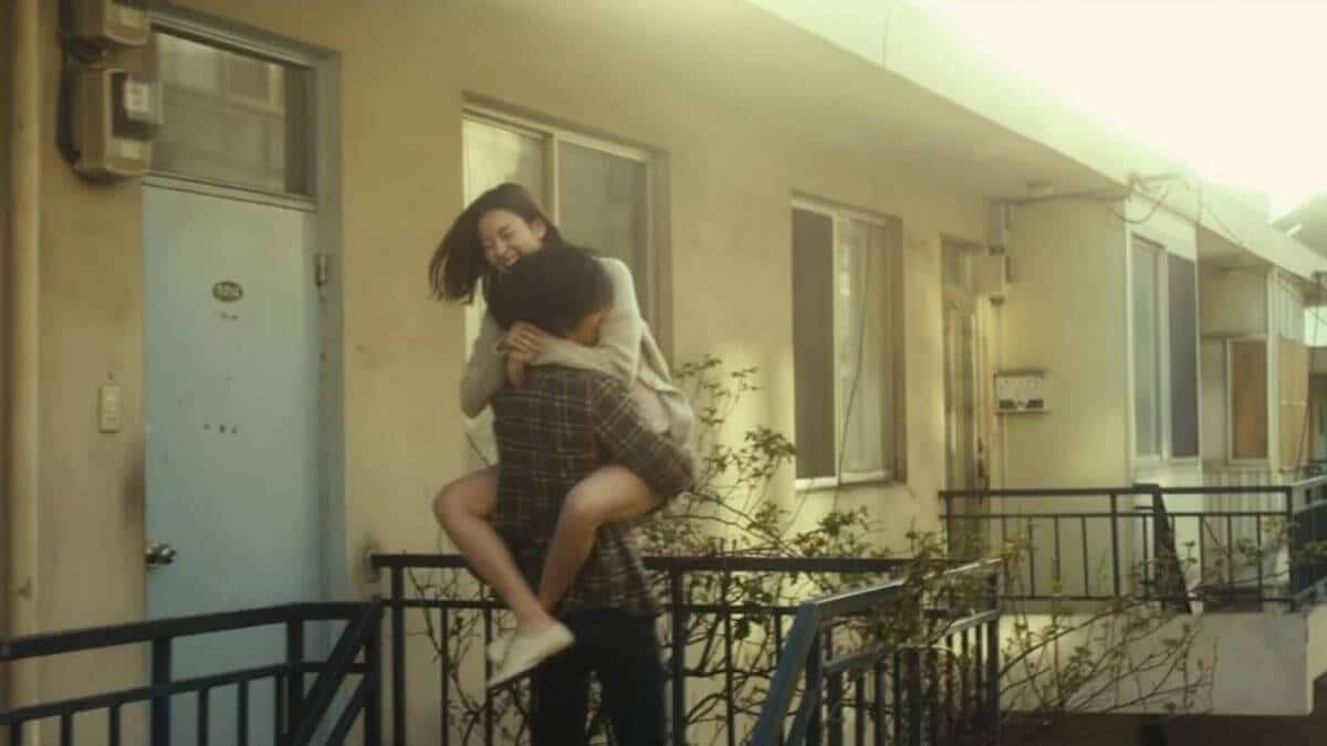 In Always, he picks her up in a hug.