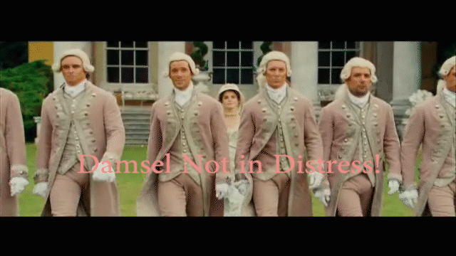Damsel Not in Distress text over an Austenland clip with Keri Russell