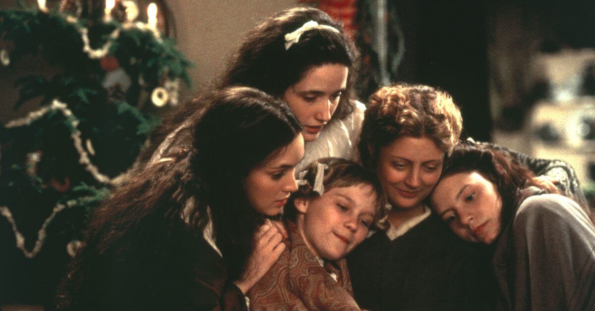 little women 1994 review featured image; picture of Marmee and the four March sisters