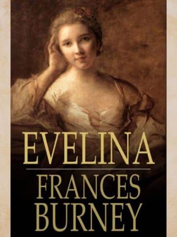 Evelina by frances burney book cover with a gold background