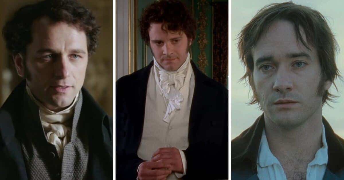 the best mr darcy actors featured image with Matthew Macfadyen, Colin Firth, and Matthew Rhys.