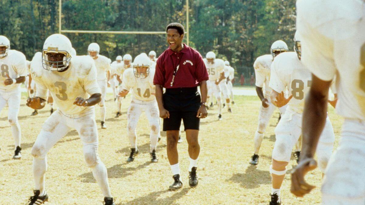 Remember the Titans publicity still of Denzel Washington coaching