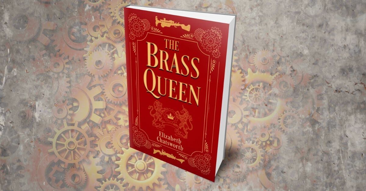 the brass queen book cover with steampunk background