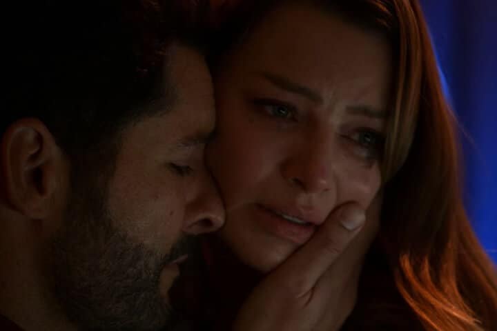 Lucifer and Chloe cry together.