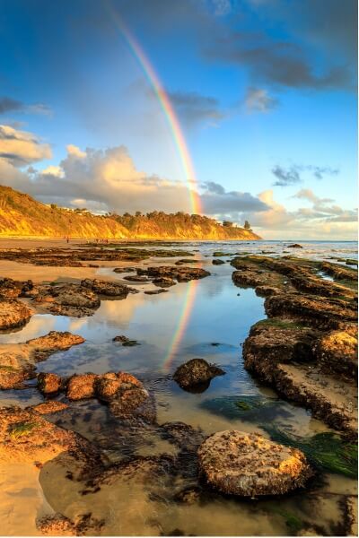 Rainbow at Arroyo Burro Beach Park; most romantic beaches in california