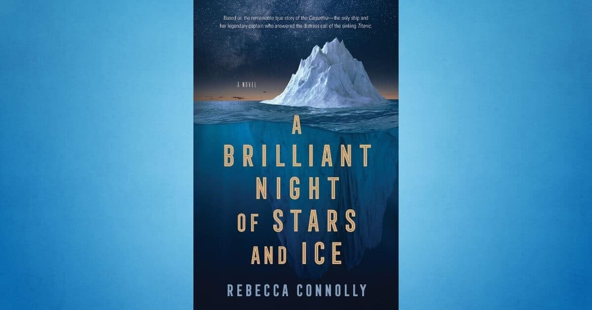 a brilliant night of stars and ice book cover with blue background