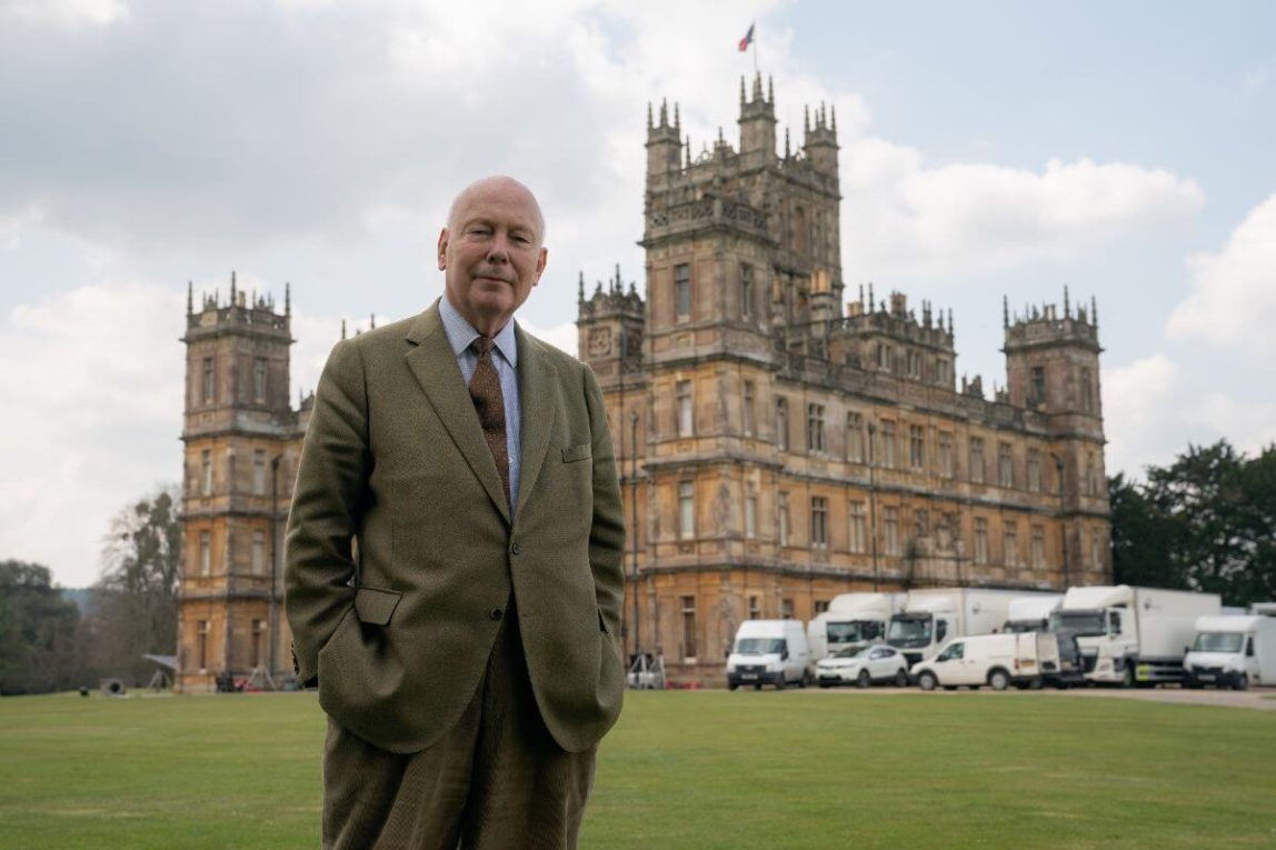 Downton Abbey series creator and screenwriter Julian Fellowes on the set of DOWNTON ABBEY: A New Era