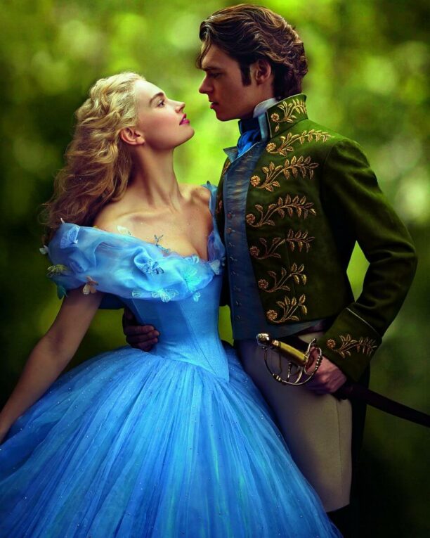 Cinderella 2015 promo art with the prince and Cinderella