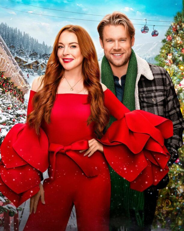 Falling For Christmas promo photo with Lindsay Lohan