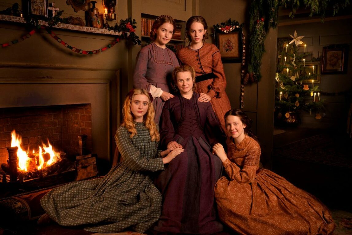 Little Women 2017 promo photo with Christmas decorations in the background