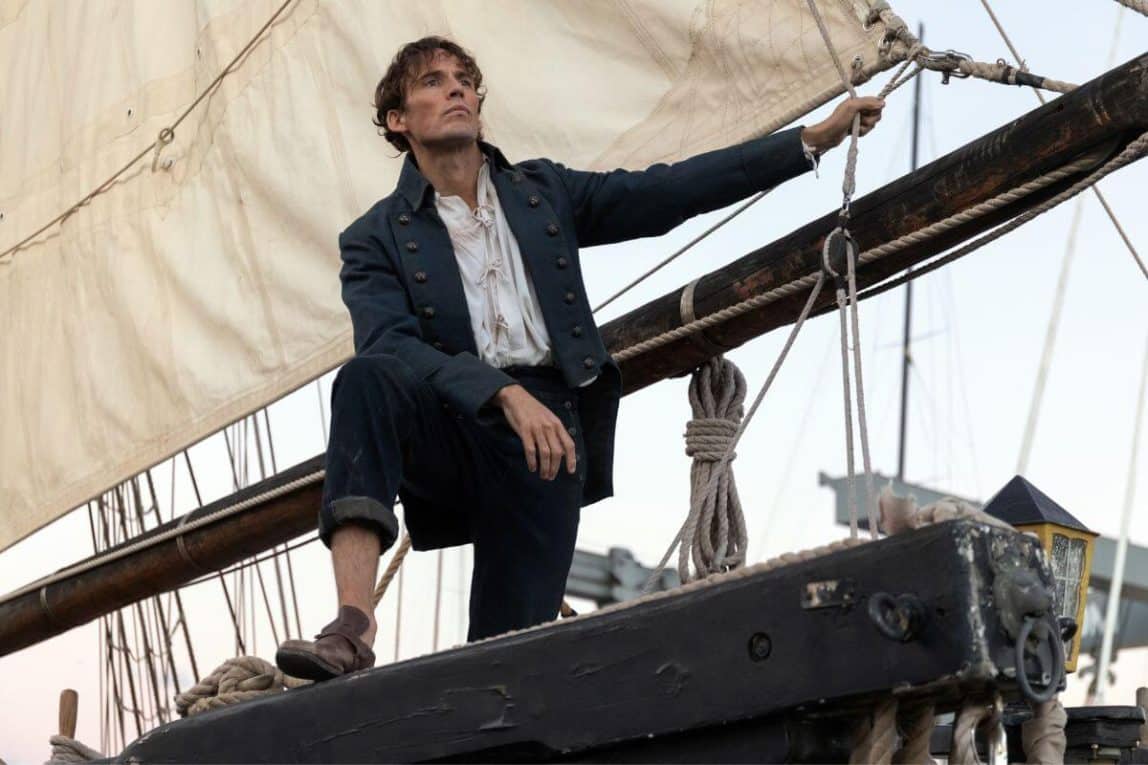 Sam Claflin in The Count of Monte Cristo on a ship.