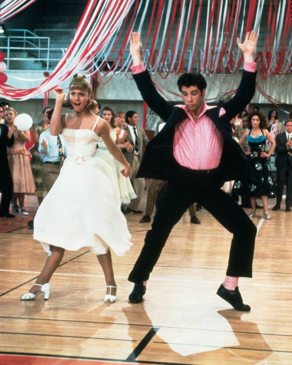 Grease 1978 still of Olivia Newton-John and John Travolta dancing