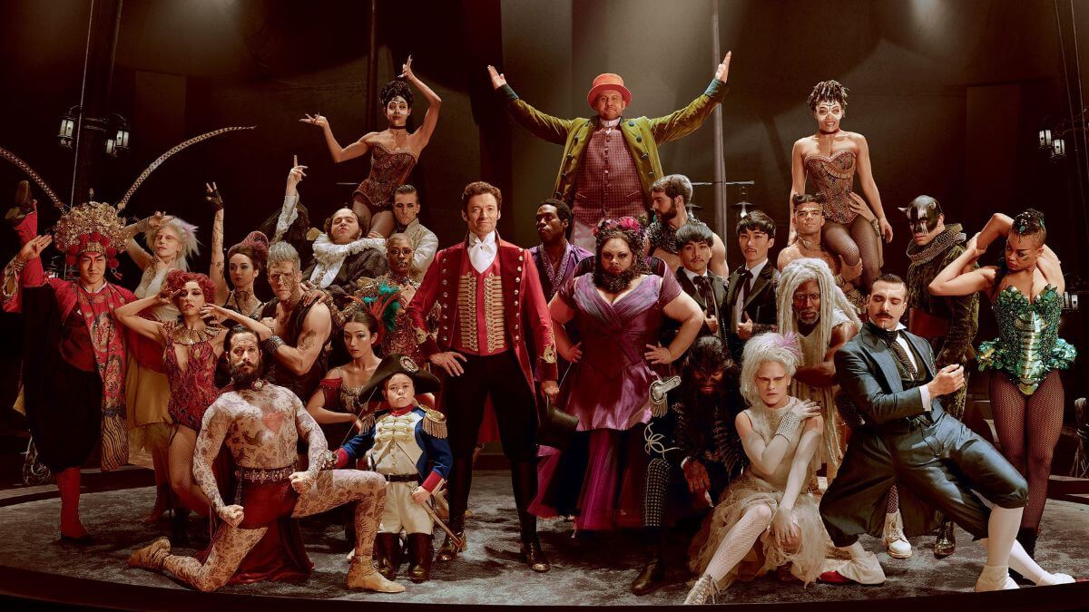 The Greatest Showman promo art of the cast from the circus