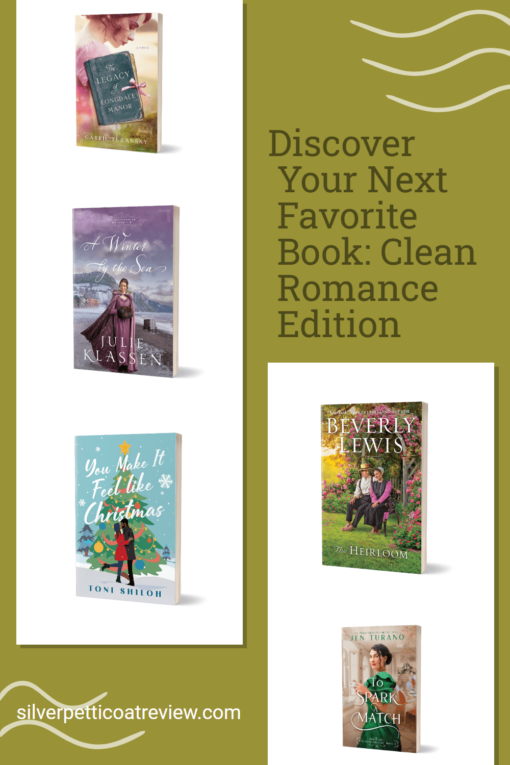 Discover Your Next Favorite Book: Clean Romance Edition pinterest image; shows collage of book covers with green background