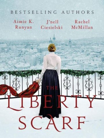 The Liberty Scarf book review image showing book cover of a historical woman with a red scarf