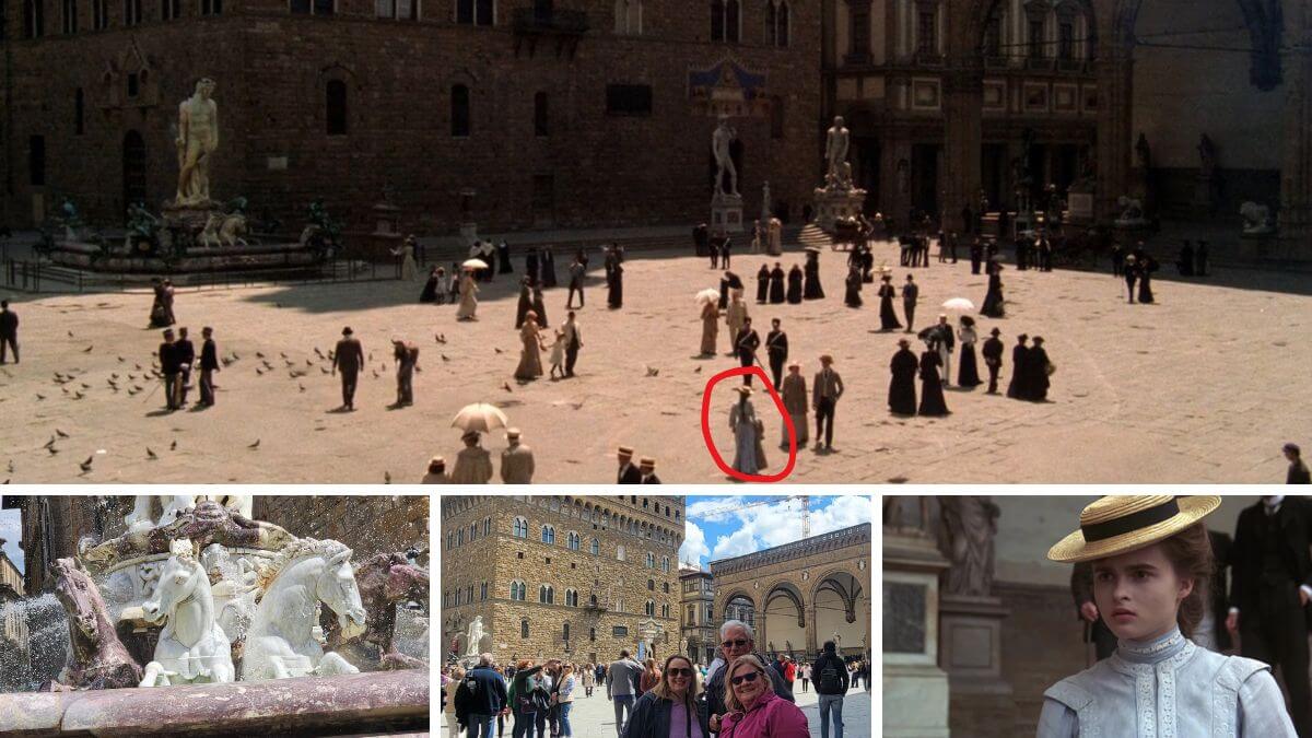 Room with a View Lucy screenshots plus Piazza Della Signoria collage