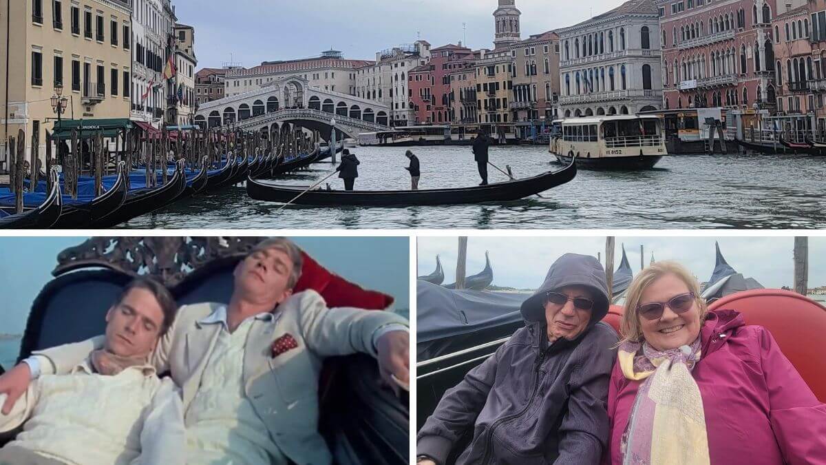 gondola collage: personal photos mixed with Brideshead Revisited