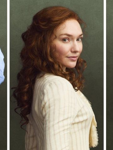 The Forsytes on PBS collage with Eleanor Tomlinson in the center