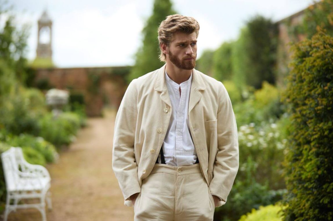 Jolyon Jr wearing a cream Victorian outfit in The Forsytes TV Series