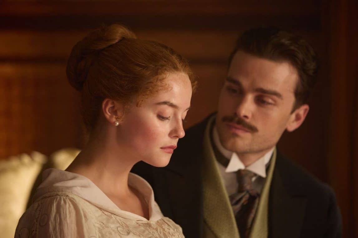 Soames Forsyte character PBS Masterpiece complex villain. The photo shows Irene and Soames.