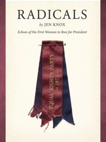 Radicals by Jen Knox book cover with burgundy vintage background.